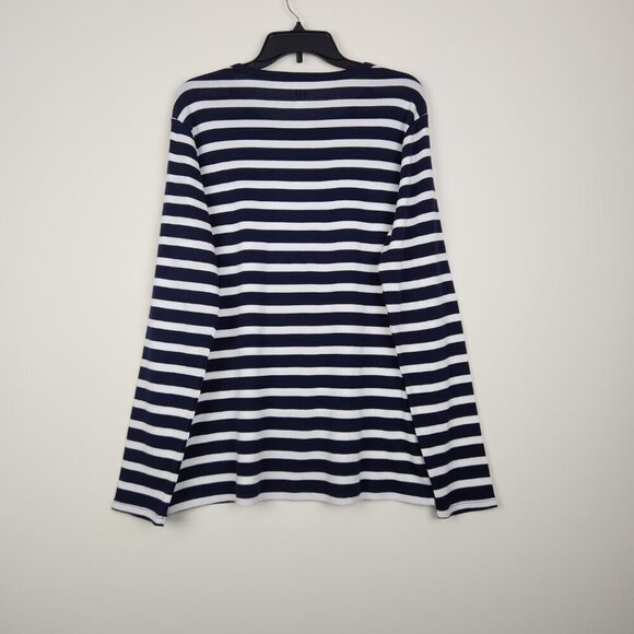 Gap Size XXL Navy White Striped Long Sleeve Stretch Cotton Blend Women's Top NWT - Picture 2 of 4